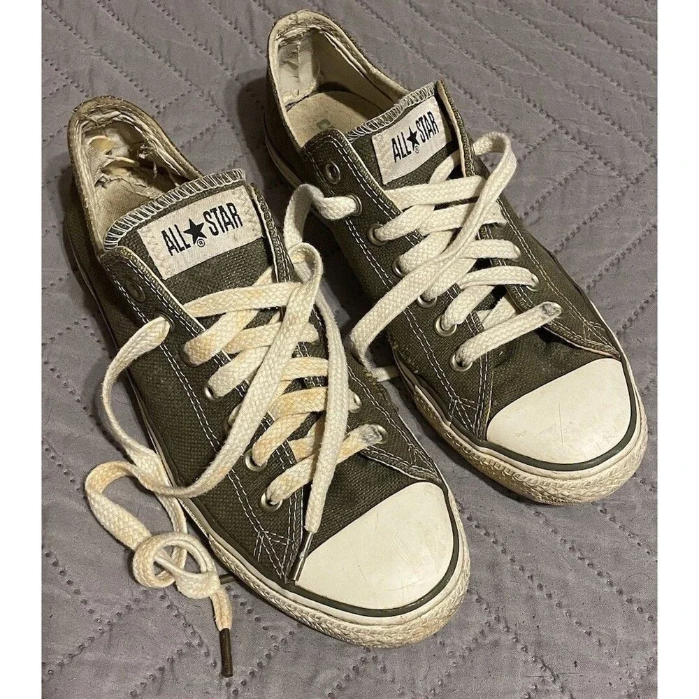 Vintage Converse All Stars Shoes Mens Size 10 Army Green Y2K Natural Hemp Rare